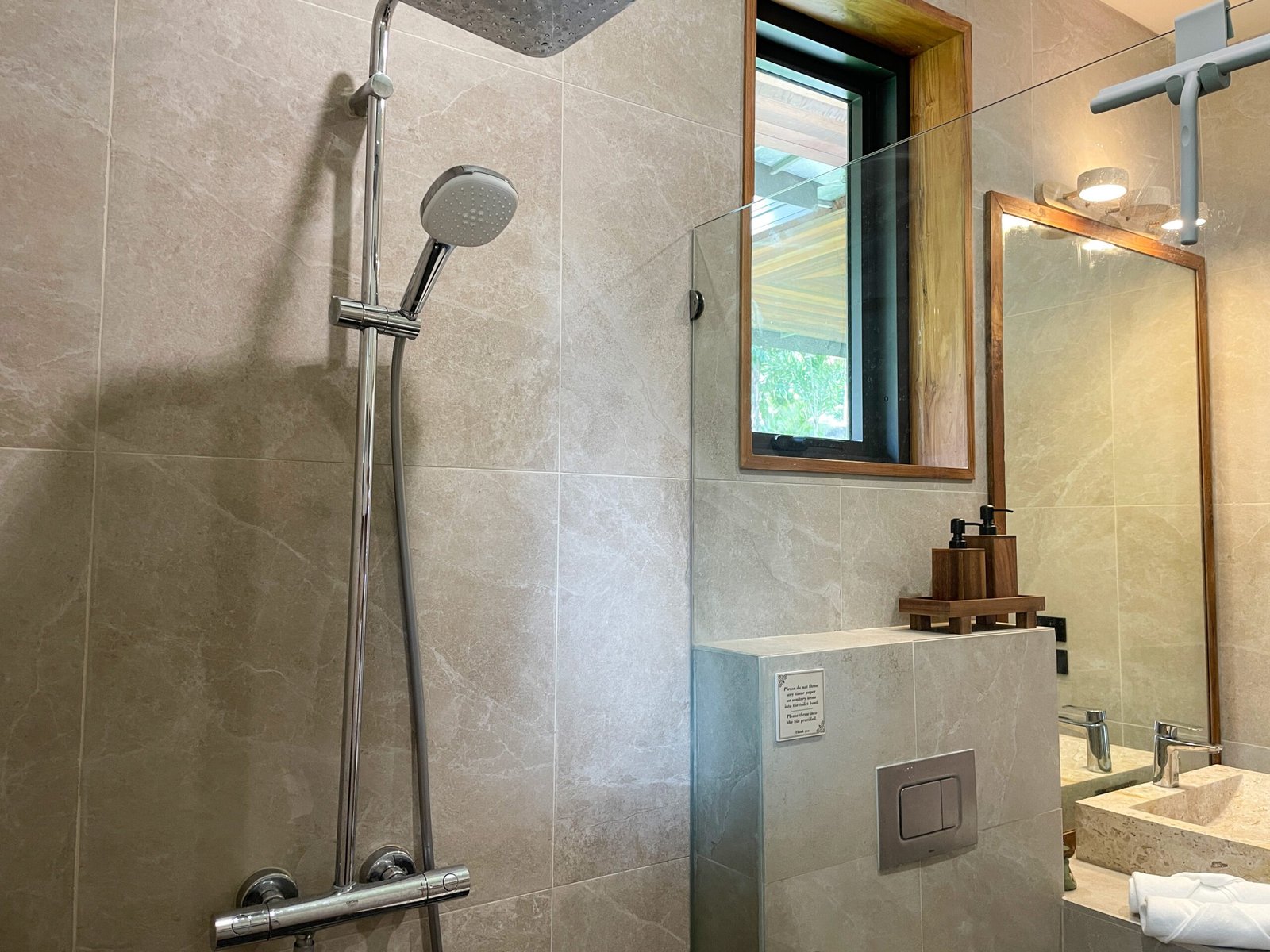 Bathroom open air rain shower tropical villa Thailand Koh Phangan