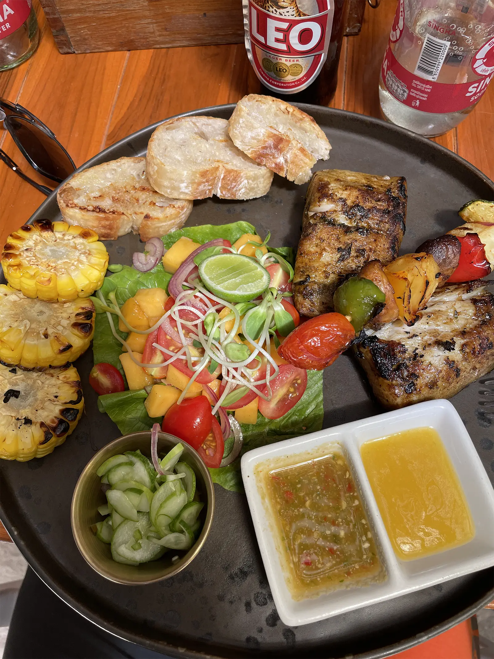 Grilled fish and fresh salad at Secret Beach Bar Koh Phangan