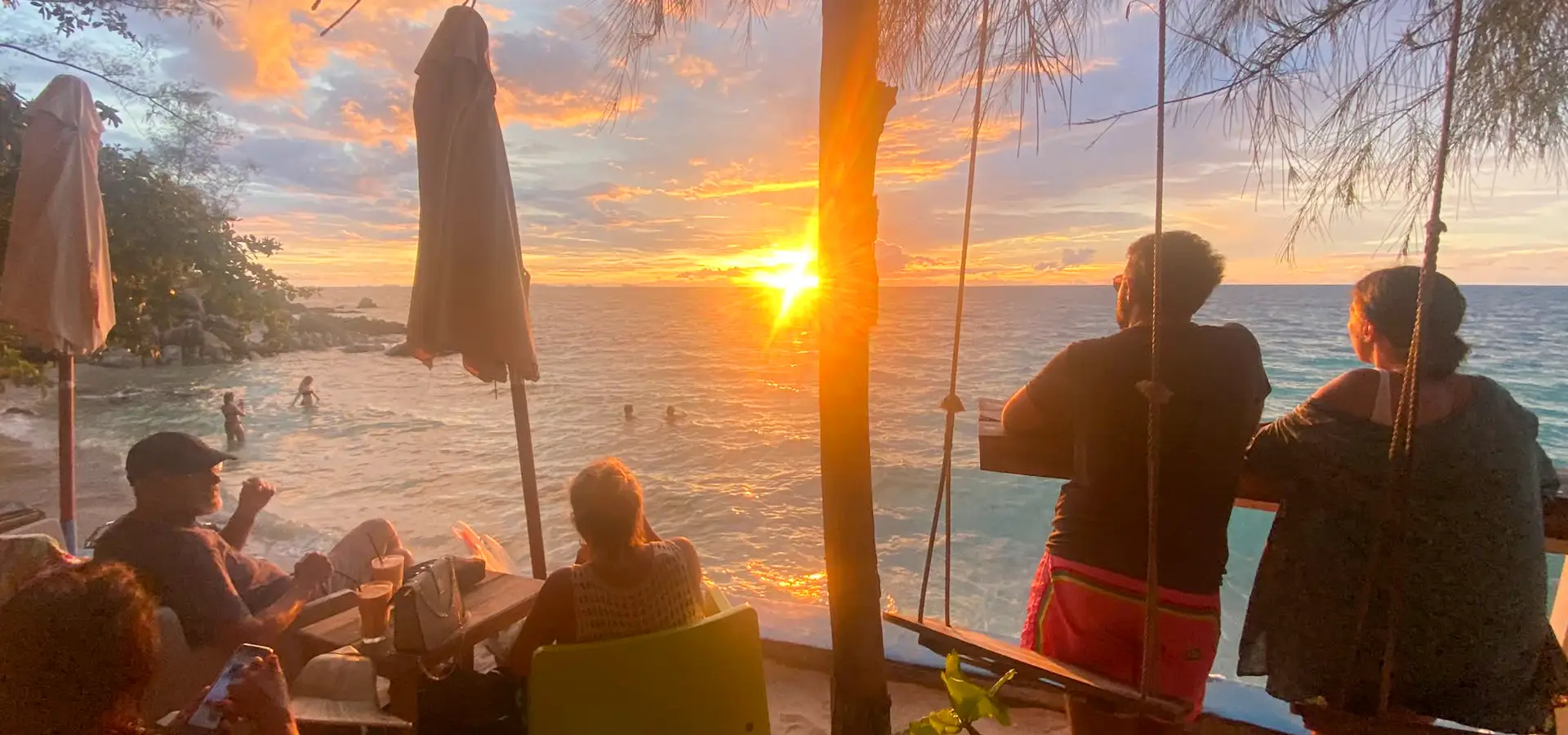Longtail boat beachfront restaurant Secret Beach Koh Phangan Thailand